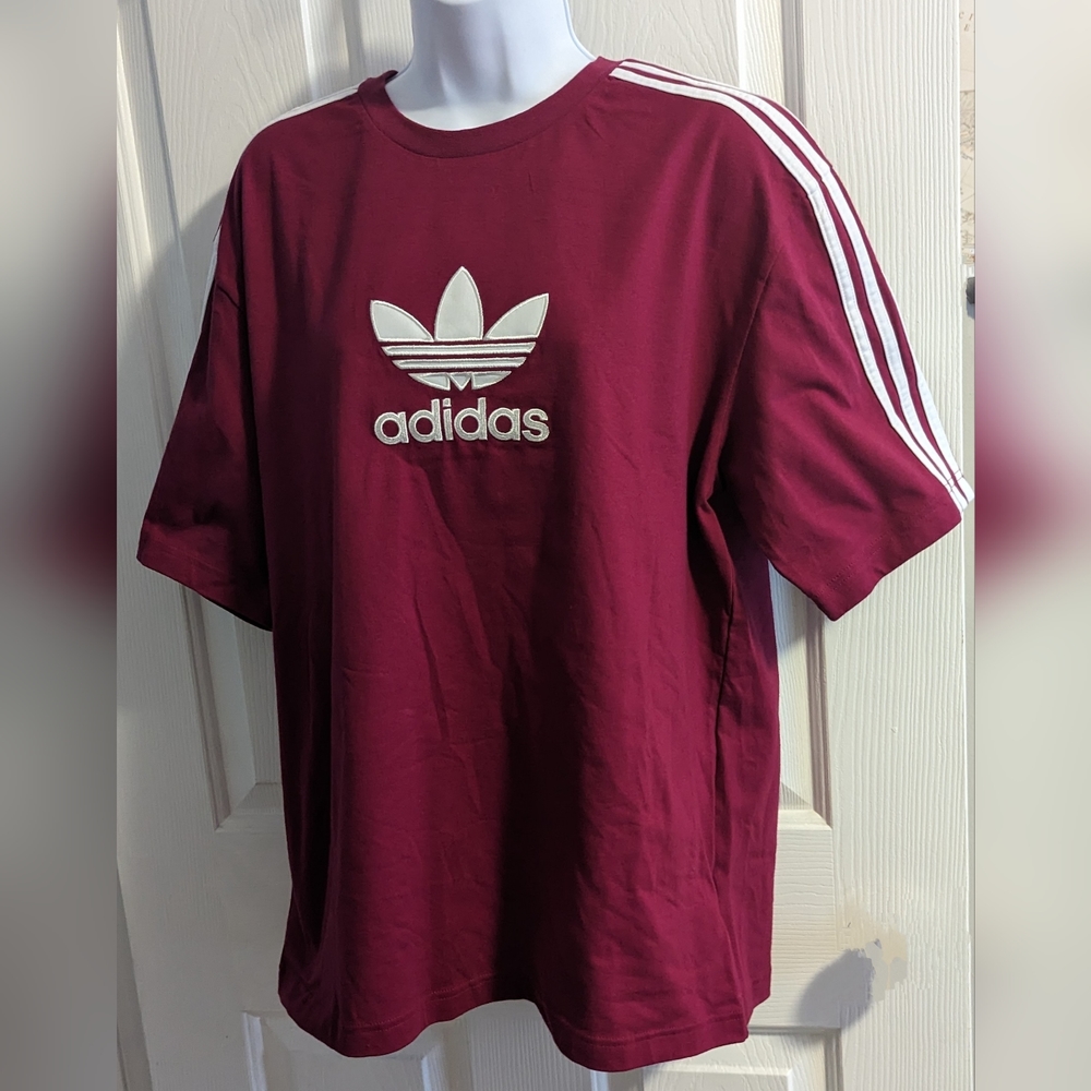 Adidas women's legacy burgundy original short sleeve shirt Sz: S NWT